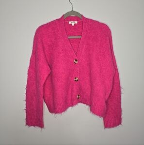 Madewell Small Cardigan, Hot Pink, Very Fuzzy And Fluffy